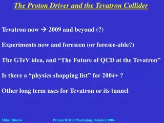 The Proton Driver and the Tevatron Collider