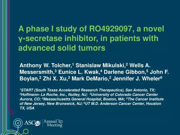 a phase i study of ro4929097 a novel secretase inhibitor in patients with advanced solid tumors