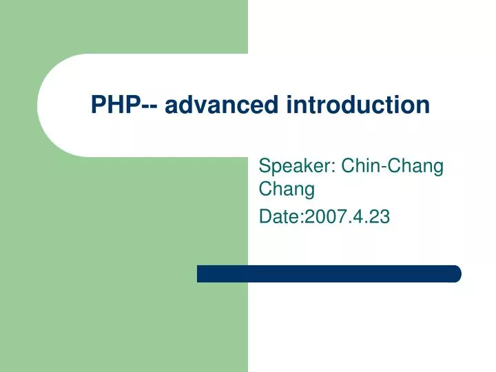 php advanced introduction