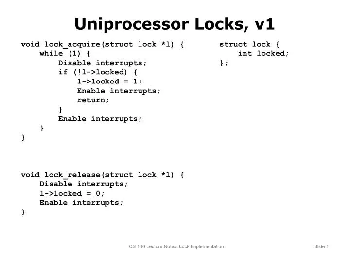 uniprocessor locks v1