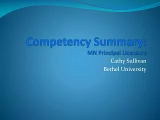 competency summary mn principal licensure