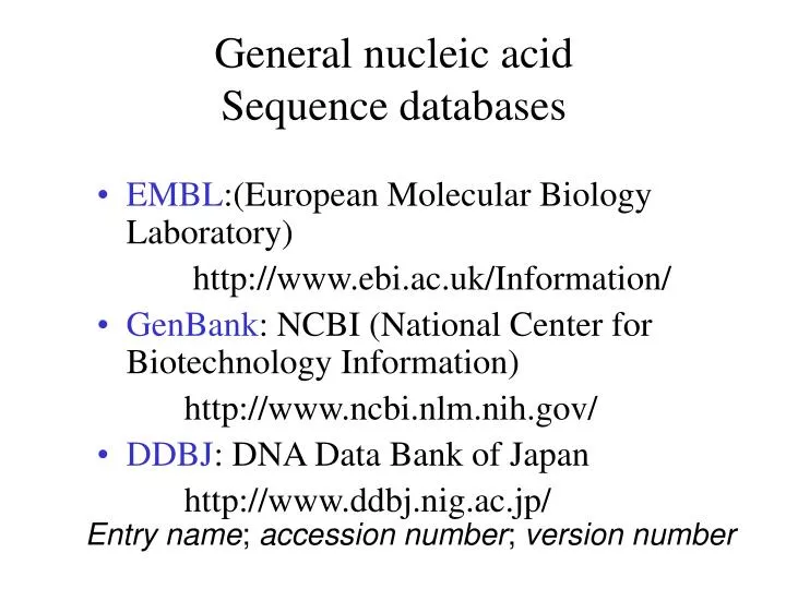 general nucleic acid sequence databases