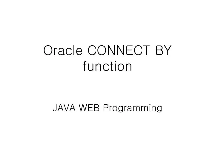 oracle connect by function