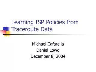 Learning ISP Policies from Traceroute Data