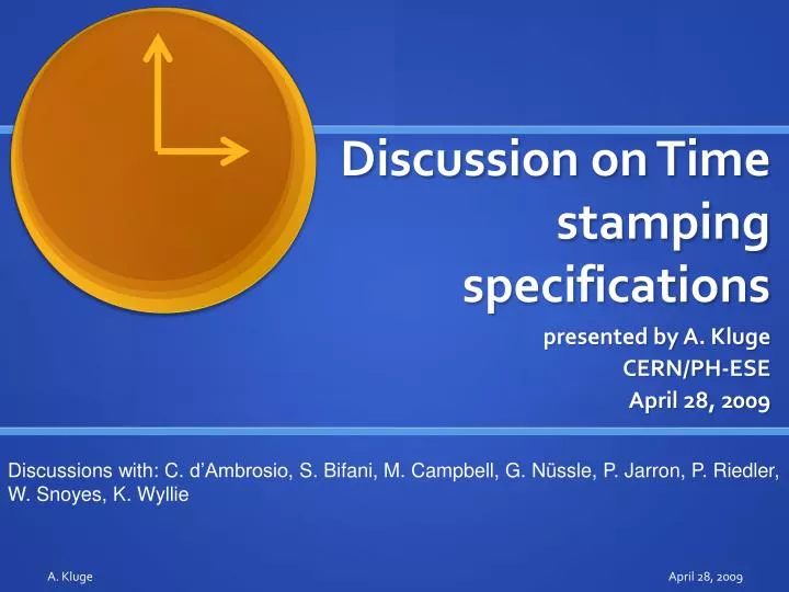 discussion on time stamping specifications
