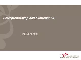 entrepren rskap och skattepolitik