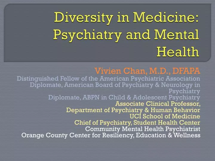 diversity in medicine psychiatry and mental health