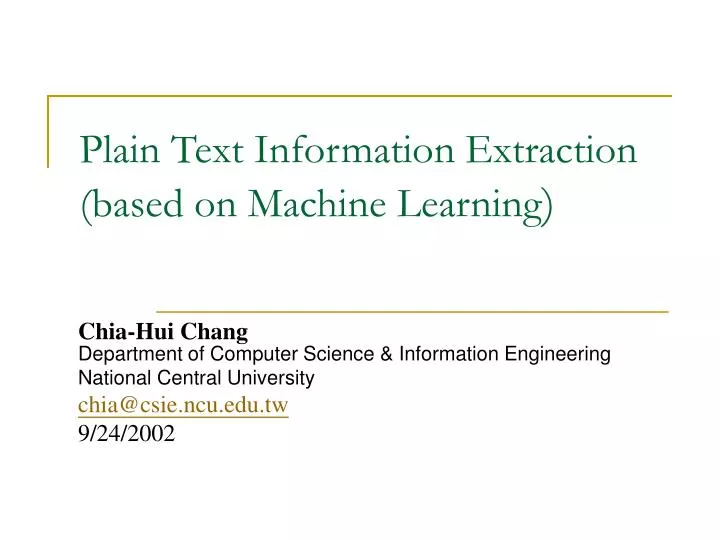 plain text information extraction based on machine learning