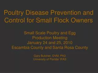 Poultry Disease Prevention and Control for Small Flock Owners
