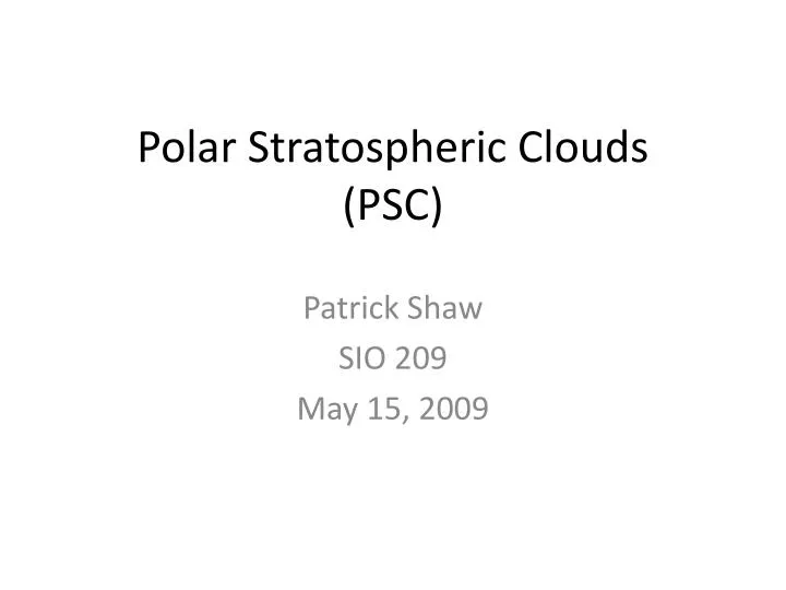 polar stratospheric clouds psc