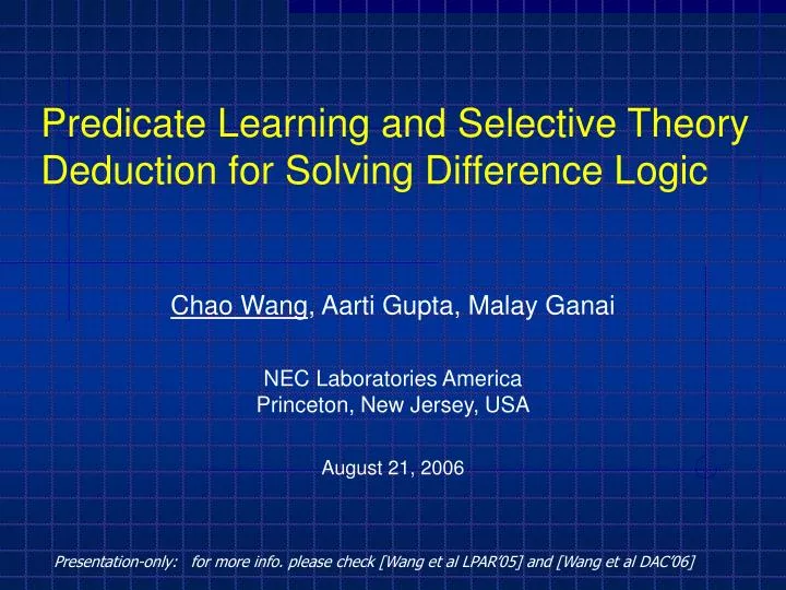 predicate learning and selective theory deduction for solving difference logic