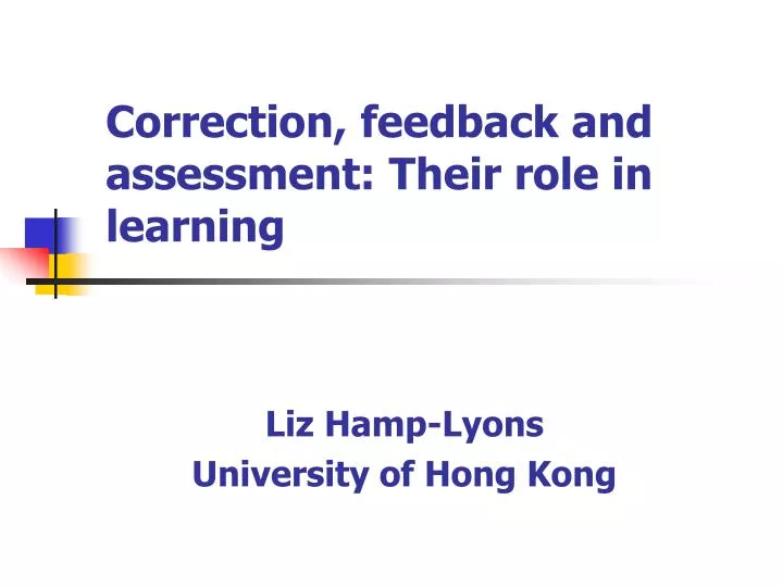 correction feedback and assessment their role in learning