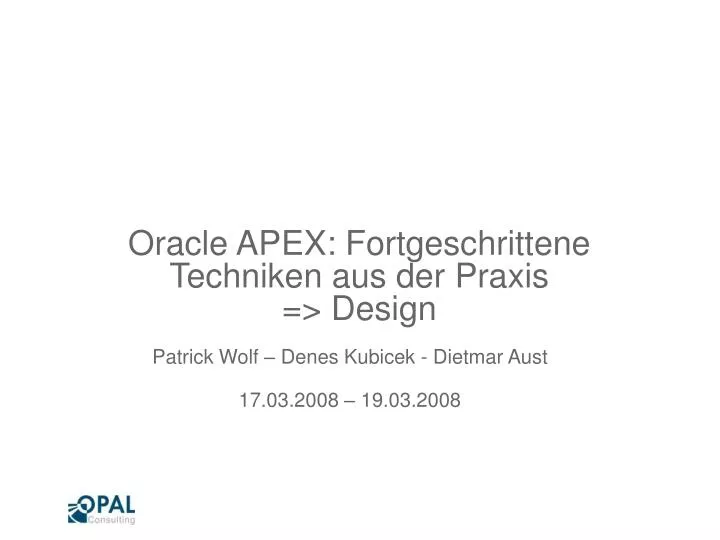 oracle apex fortgeschrittene techniken aus der praxis design