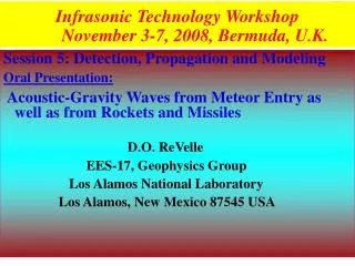 infrasonic technology workshop november 3 7 2008 bermuda u k