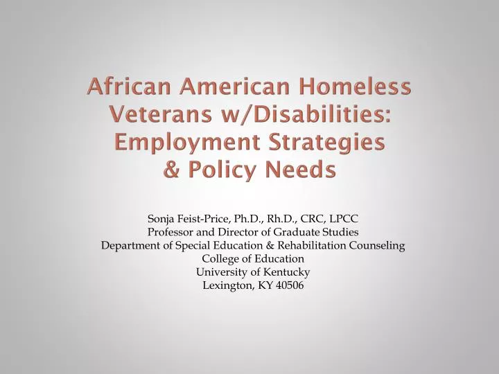 african american homeless veterans w disabilities employment strategies policy needs