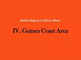 Stylistic Regions of African Music: