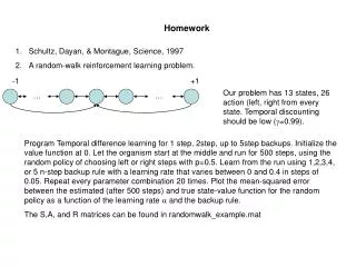 Schultz, Dayan, &amp; Montague, Science, 1997 A random-walk reinforcement learning problem.