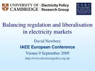 Balancing regulation and liberalisation in electricity markets