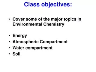 Class objectives: