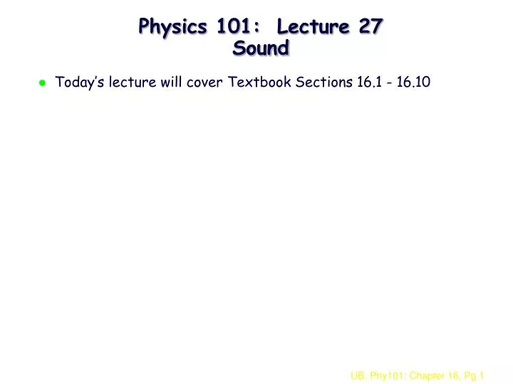physics 101 lecture 27 sound