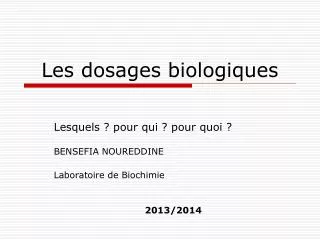 les dosages biologiques