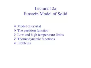 Lecture 12a Einstein Model of Solid