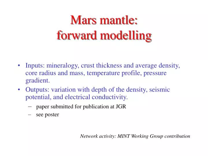 mars mantle forward modelling