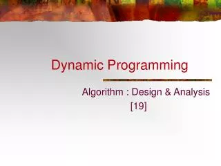 Dynamic Programming