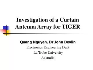 Investigation of a Curtain Antenna Array for TIGER