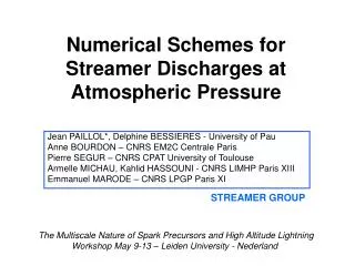 Numerical Schemes for Streamer Discharges at Atmospheric Pressure