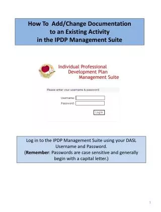 How To Add/Change Documentation to an Existing Activity in the IPDP Management Suite
