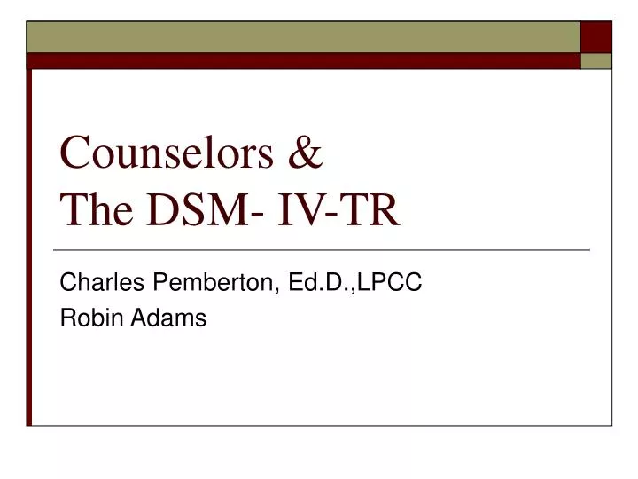 counselors the dsm iv tr