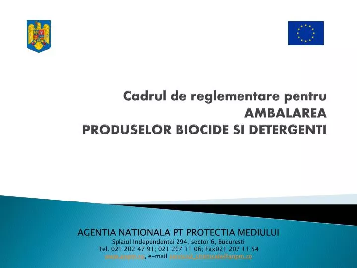 cadrul de reglementare pentru ambalarea produselor biocide si detergenti