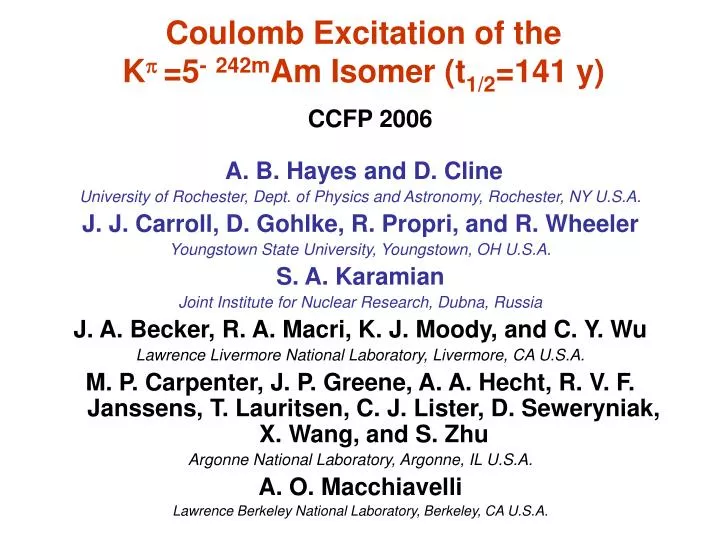 coulomb excitation of the k p 5 242m am isomer t 1 2 141 y