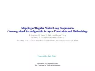 Mapping of Regular Nested Loop Programs to