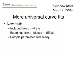 More universal curve fits