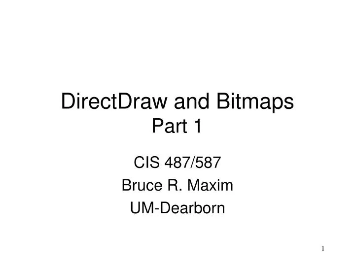directdraw and bitmaps part 1