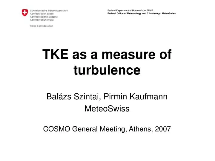tke as a measure of turbulence