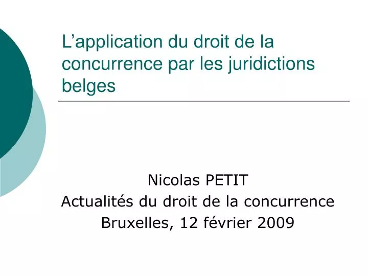 l application du droit de la concurrence par les juridictions belges