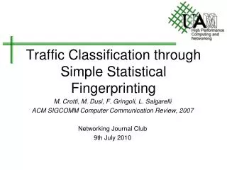 Traffic Classification through Simple Statistical Fingerprinting