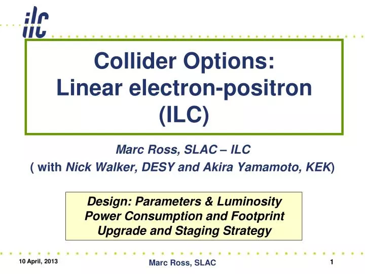 collider options linear electron positron ilc
