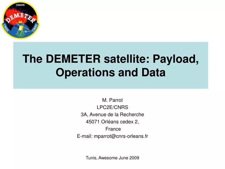 the demeter satellite payload operations and data