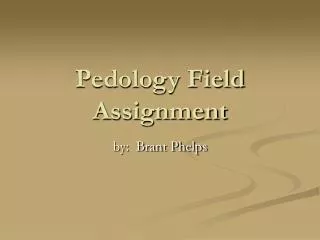 Pedology Field Assignment