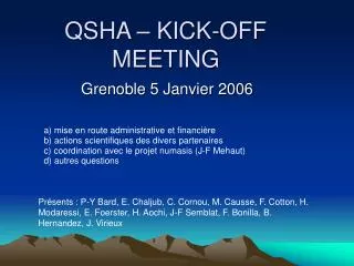 qsha kick off meeting