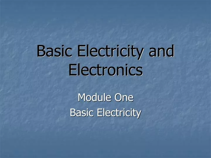 basic electricity and electronics