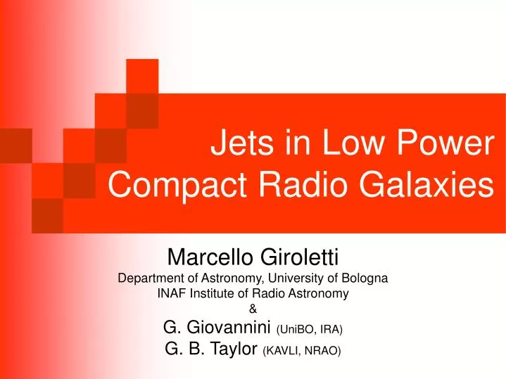 jets in low power compact radio galaxies