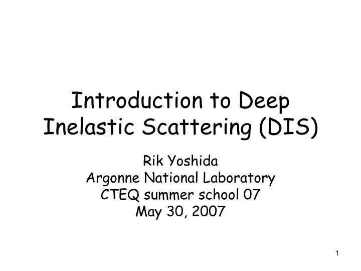 introduction to deep inelastic scattering dis