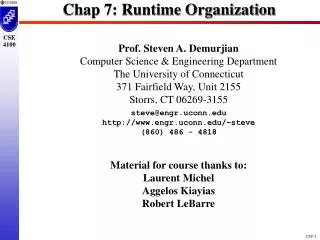 Chap 7: Runtime Organization
