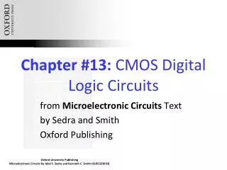 Chapter #13: CMOS Digital Logic Circuits