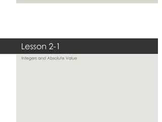 Lesson 2-1